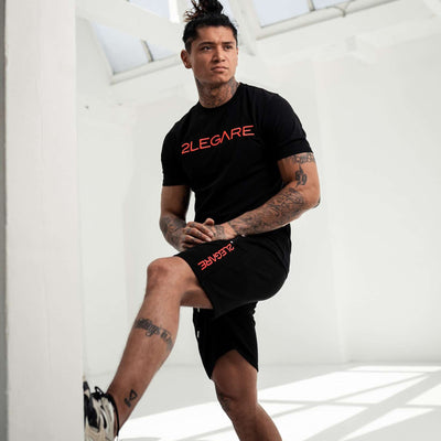 2Legare Short Logo Embroidery Zwart / Neon Roze bij Konceptstore.nl